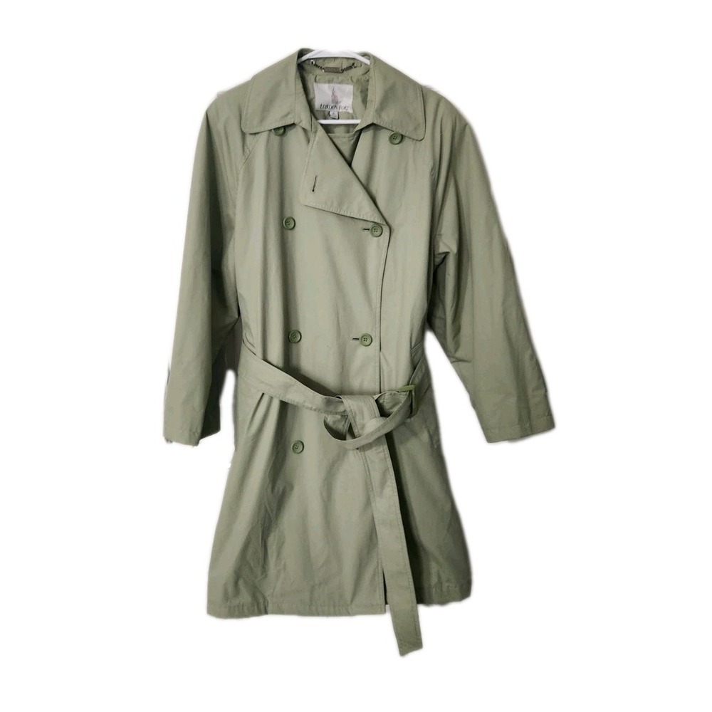 Vintage London Fog Maincoats Women's Green Trench Coat Jacket  sz 8P